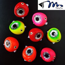 피싱템 참돔 타이라바 유동식 헤드 채비 루어 낚시 왕눈이형 낚시용품, 120g, 왕눈이프리즘-레드