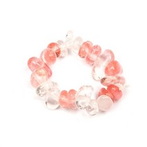 1+1 콩 자갈 바닥 흑 백 천연 스탈 돌 반지 정품 로즈 쿼츠 자수정 수제 여성 보석, 수박 빨간색