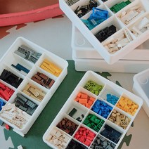 레고 조립 블럭 작은 피스 칸분리 장난감 정리함+뚜껑 5개set, 1칸(1개)+10칸(1개)+15칸(3개)