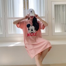 핏앤제이 ㅡ 유리모 미키 프린팅 롱 면 원피스