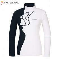 까스텔바작 겨울여성골프웨어 골프 여자 하이넥 캐주얼 배색 니트