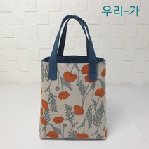 우리가 수제 린넨 싱 캔버스 핸드메이드 토드백 미니에코백 아네모네