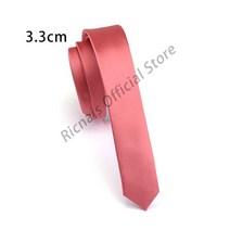 Ricnais 패션 3.3cm 슬림 실크 넥타이 레드 그린 솔리드 스키니 남성용 파티 웨