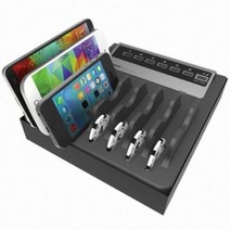 에씨클레오 작은 7개의 스마트 6만원대 선물 기기를 충전가능한 다번다 7구 멀티 업소용 충전기 케이블 포함 E-763956, 멀티 어댑터, 블랙 1개