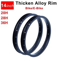 자전거 림 MTB 로드 픽시 휠셋 휠 바퀴 부품 14 인치 블랙 20 28 36 전기 알루미늄 합금 30 두꺼운 접이식 전자, 2개 14인치-20홀