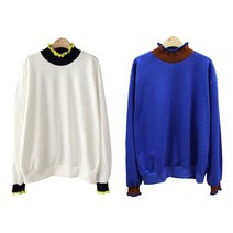 퍼니걸스 9143 셔링 반폴라 배색 맨투맨 티셔츠 2개