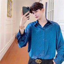 남자 스트릿 주름 자수 포인트 무늬 패션 루즈핏 남방 셔츠