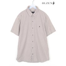 빈티지/ 올젠 슬림핏 반팔 남방/남성L/셔츠/체크/4943a1