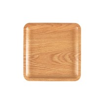 ZICCO 지코 옐로우 우드 멜라민 사각 굽접시 플레이트 빵 디저트 브런치 홈 카페 트레이, 1개