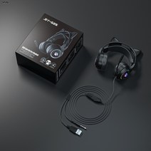 DFMEI 발광 게임 컴퓨터 이어폰 유선 헤드셋 이어폰 게임, SY-G25블랙캣귀 &F20