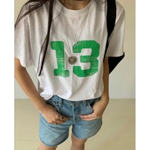 13 숫자 로고 나염 여성 반팔 티