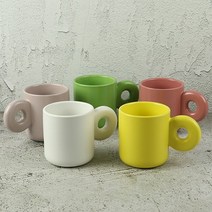 카페 무광 도넛 머그컵 350ml 컬러 커피 머그잔, 라즈베리