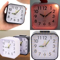 CAILOOM 예쁜 무소음 심플 사각 알람 자명종 주방 아날로그 숫자 인테리어 탁상탁자 스탠드 미니네모시계, 화이트