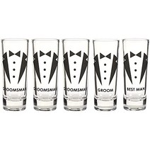 Blue Panda Party Favors Shot Glasses - Bachelor Shot Glasses with Tuxedo and Groom Best Man Grooms, 1