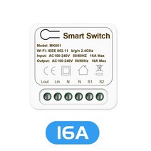 원격 스위치 16A/10A 미니 Wifi 스마트 스위치 지원 2 방향 제어 타이머 DIY 홈 오토메이션 Tuya Alexa Goo, 02 16A, 02 16A