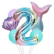이벤트풍선 파티풍선 레터링풍선 인어 파티 풍선 32 인치 1 2 3 호일 번호 소녀 생일 장식 베이비 샤워 헬륨 글로브, 3.Number 2 - As picture