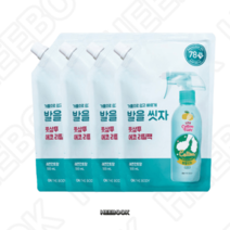 발을씻자리필 500ml 4개 온더바디 코튼 풋 발을씻자 풋샴푸 레몬민트향