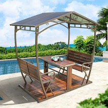 야외 원두막 정자 파고라 오두막 차양막 조립식 농막 정원 펜션, 옵션2
