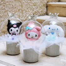 산리오 시나모롤 쿠로미 마이멜로디 티아라 인형 꽃풍선 안터지는 아크릴 풍선 졸업식 선물 졸업식 입학식 발표회 연주회 학예회 유치원 어린이집 꽃선물 행사 단체, 1개, 시나모롤 티아라 조합