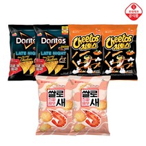 [롯데제과] 봉지과자 6봉 혼합구성(쌀로새/쌀로별/도리토스/꼬깔콘/치토스/오잉꾸잉/에어베이크드), 15.쌀로새*2+갈비천왕*2+치토스매콤*2