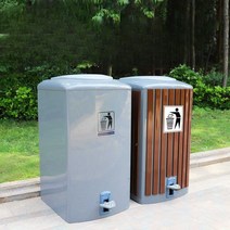 페달형 야외 대형 플라스틱 쓰레기통 펜션 100L 120L, 2. (100L) 연한 갈색 (좌측문)