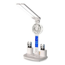 돌아라 다용도 독서실 스탠드 무선 USB 휴대용 스탠드 조명, 선풍기형