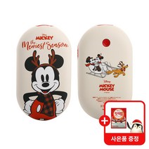 (사은품증정) 디즈니 미키마우스 USB 충전식 손난로 보조배터리 전기 핫팩 4 300mAh 양면발열 캠핑 차박 용품 + 파우치 포함, (사은품증정)미키마우스