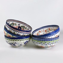 폴란드풍 도자기 면기 5P세트 라면기 우동기 식기세트