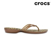 크록스 여성 이자벨라 크래픽 플립 레오파드 204196-90L