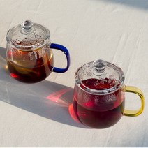 뚜껑있는 내열유리 머그컵 490ml 2P세트, 단품
