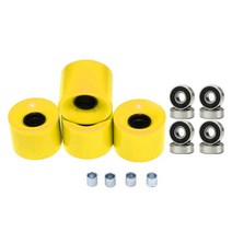 롱보드 스케이트보드 휠 60mm 78A 베어링 포함 4개 세트 크루저 롱보드용 교체 휠, 옐로우 블랙 커버, PU