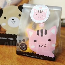 베이킹얌 애니멀M쿠키봉투 반투명-고양이70*30*15 100장