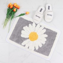 블랑쉬홈 빨아쓰는 미끄럼방지 발매트 욕실 주방 현관 화장실 러그 데이지(그린 그레이), 그레이데이지