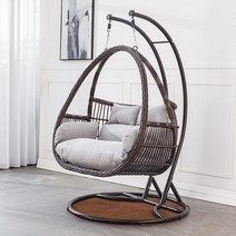 라탄그네의자 원목 그네 나무 흔들 행잉 체어, 나뭇결 그레이 + 행거