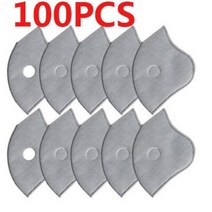 마스크 PM2.5 필터 종이 5 층 보호 먼지 방지 입 얼굴 필터 활성탄 오염 사이클링, 없음, 6.100PC - lot