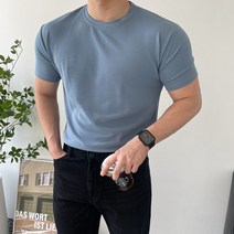 남자 머슬핏 반팔 여름 스판 헬스 운동 구김없는 비침없는 어깨 넓어보이는