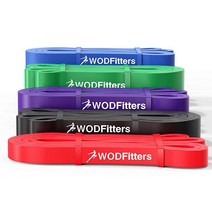 WODFitters 스트레치 저항 풀업 보조 밴드 e가이드 포함 #1 레드- 4.5-15.9kg(10-35파운드) 1.3cm(1/2인치) *4.5 mm 527716, 5 Band Set