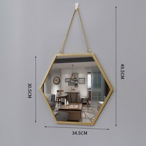 화장실 거울 노르딕 스틴 육변 형 벽걸이 욕실 기숙사 세면대 걸이식 녹이다 4863415575, 큰 벽걸이 육각경 - 금색