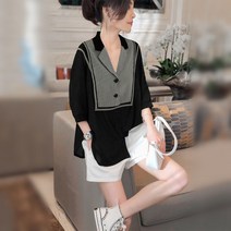 주모 패션 체크 맞춤 셔츠녀 2022 봄 M-4XL W299