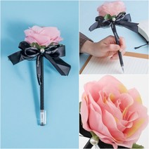 템팜 장미 볼펜 핑크 0.4MM 홍보물 특이한볼펜 홍보물품
