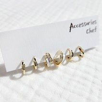 슬로우베베 에이씨 심플리시티 귀걸이 세트 실버925 은침 레이어드 데일리 하객룩 차분 깔끔 earrings