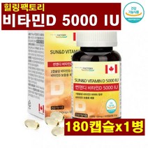HF 썬앤디 비타민D 5000IU 햇빛비타민 골다공증예방 햇빛에너지 썬파워 뼈건강 비타민D3 임산부 수유부 비타민D보충용 기능성 성분 유기농원료 비타민D영양제 힐링팩토리 연질캡슐, 1병