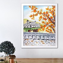 나봄갤러리 감나무와 기와집 2 감그림 감나무 액자 사업장추천그림, 2.심플 화이트 액자