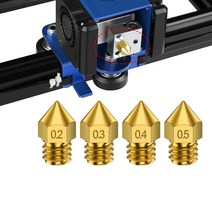 5Pcs 3D 프린터 부품 황동 MK8 노즐 압출기 PLA 1.75mm 필라멘트 Makerbot Blu-3 SP-3 Ender 3 액세서리, 02 0.3mm