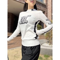 부드러운 M로고 라운드니트 골프상의 여성골프웨어