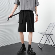 남성용 여름 스판 밴드 카고 반바지 아이스 쿨 바지 남성용 면스판 반바지 카고 밴딩반바지