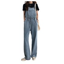 여자 캐주얼 스트링 10부 데님 점프수트 SH