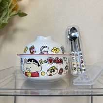 BLOWFISH FUGU A-003 짱구 식기세트 라면 그릇+수저 숟가락 포크+랜덤 사은품, A