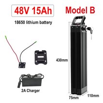 2인승전기자전거 실버 피쉬 18650 리튬 이온 배터리 전기 자전거 Fiets Accu Akku 및 36V 48V 11Ah 시, 17 Model B 48V 15Ah, 한개옵션1