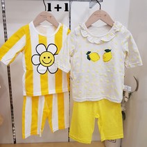 (1+1패키지특가) 모이모이깜피 유니프랜드 쥬시레몬+치즈스마일7부내의 2벌세트